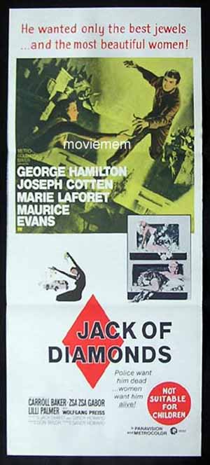 JACK OF DIAMONDS Original Daybill Movie poster George Hamilton Joseph Cotten