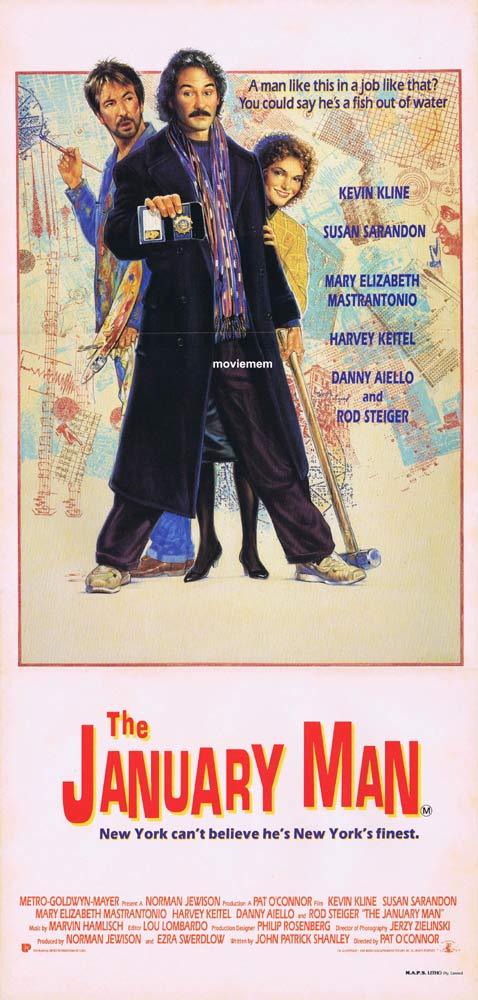 THE JANUARY MAN Daybill Movie Poster Kevin Kline Mary Elizabeth Mastrantonio
