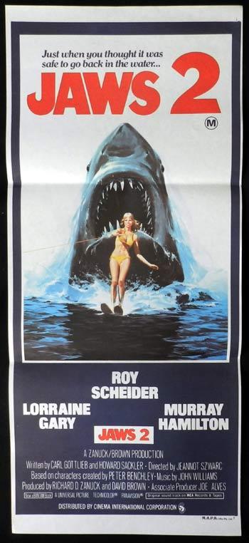 JAWS 2 Original Daybill Movie poster Roy Scheider Richard Dreyfuss M.A.P.S style