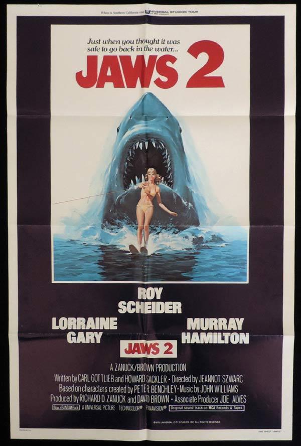JAWS 2 One Sheet Movie Poster Roy Scheider Shark