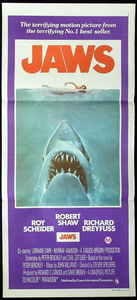 JAWS Original Daybill Movie poster Richard Dreyfuss Roy Scheider