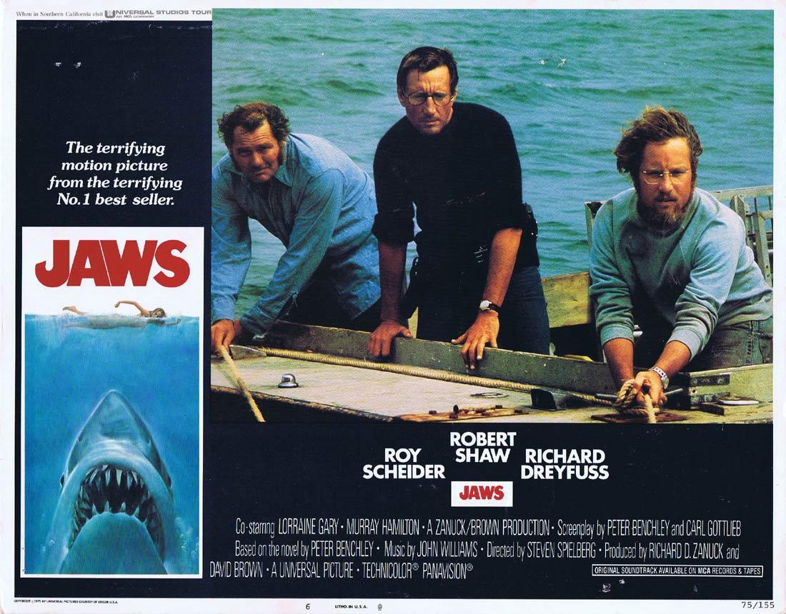 JAWS Original Lobby Card 6 Roy Scheider Richard Dreyfuss Shark Attack