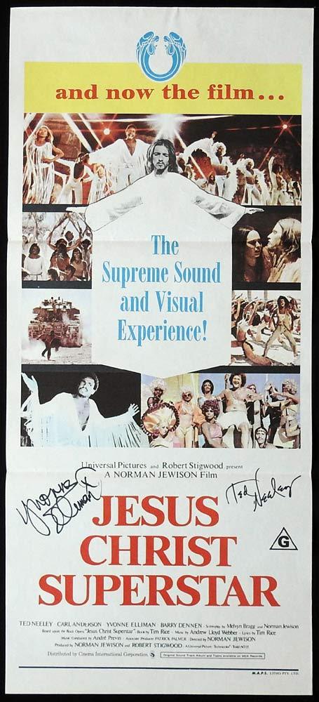 JESUS CHRIST SUPERSTAR Original Daybill Movie poster AUTOGRAPHED Ted Neeley Yvonne Elliman