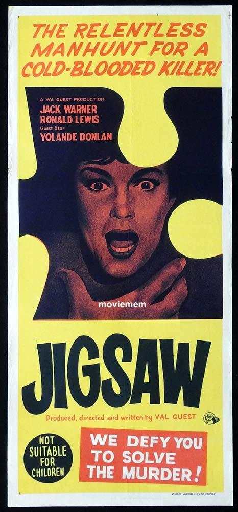 JIGSAW Original Daybill Movie Poster Jack Warner Ronald Lewis