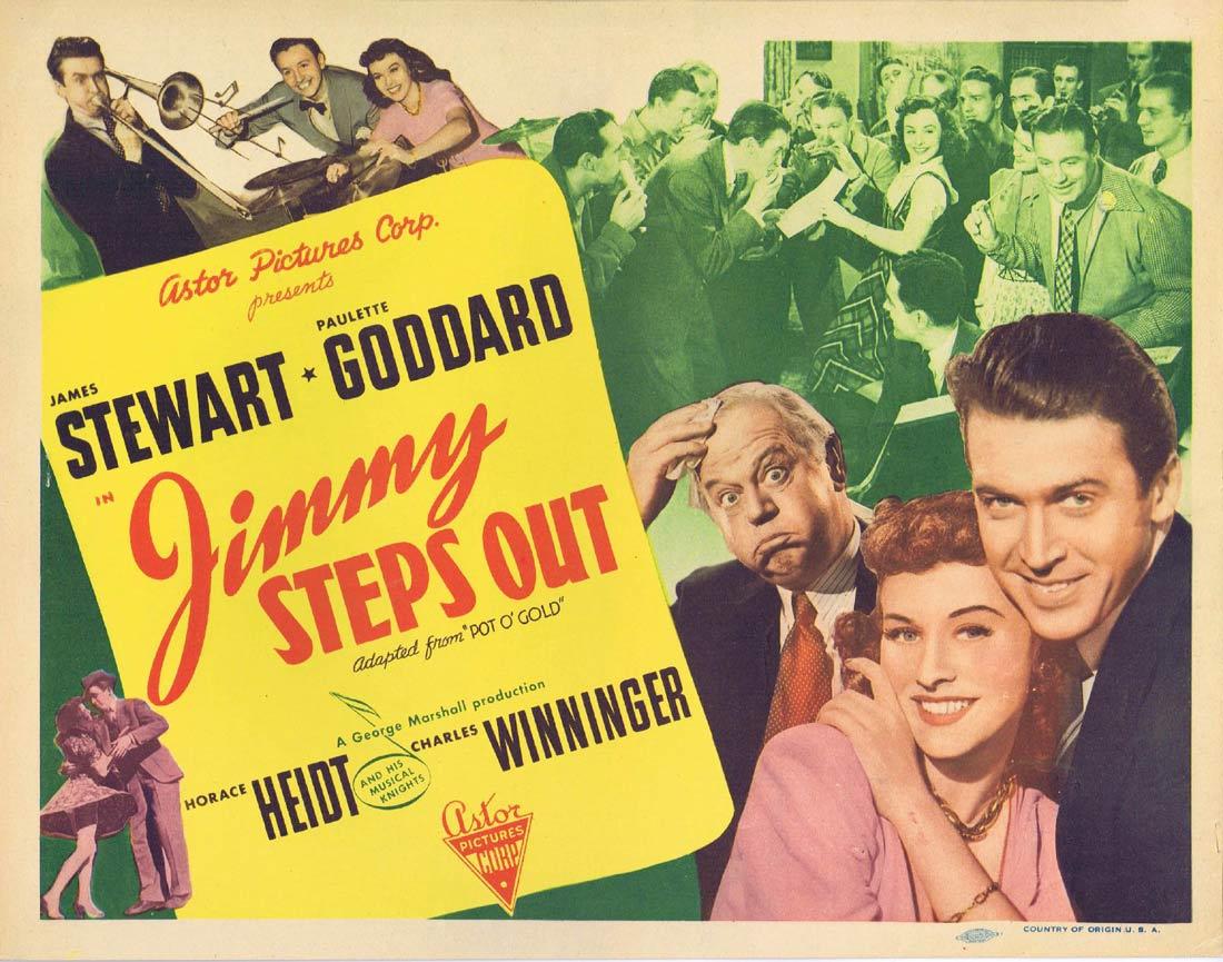 JIMMY STEPS OUT Vintage Title Lobby Card Pot o’ Gold James Stewart Paulette Goddard 1946r