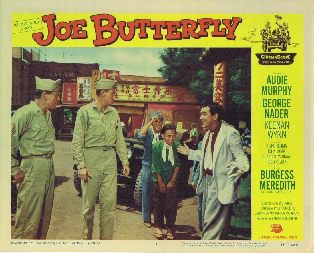 JOE BUTTERFLY Original Lobby Card 3 Audie Murphy George Nader