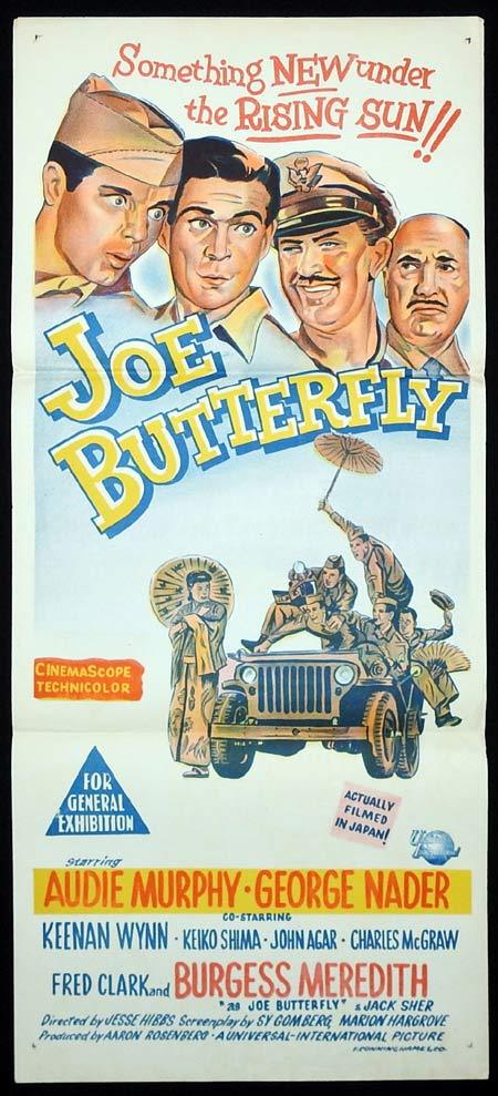 JOE BUTTERFLY Original Daybill Movie poster Audie Murphy Burgess Meredith