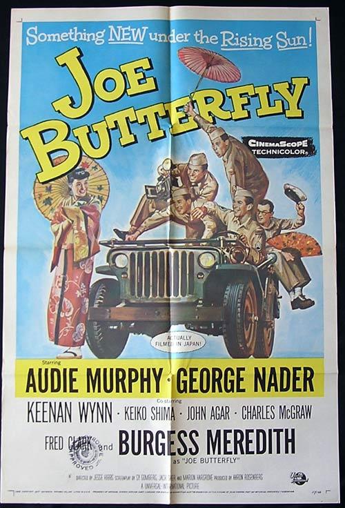JOE BUTTERFLY Original One sheet Movie poster Audie Murphy Burgess Meredith