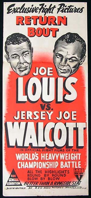 JOE LOUIS V. JERSEY JOE WALCOTT ’48 Boxing RKO poster The Return Bout