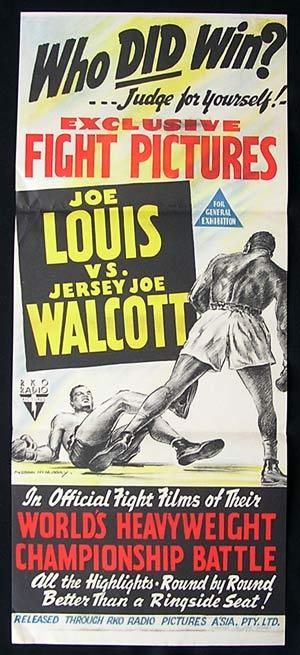 JOE LOUIS V. JERSEY JOE WALCOTT Original Daybill Movie poster Boxing RKO 1947
