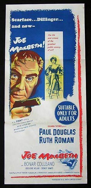 JOE MACBETH 1955 Paul Douglas Ruth Roman NOIR Daybill Movie Poster