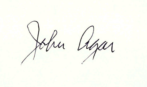 JOHN AGAR Autographed Index Card Sci Fi star