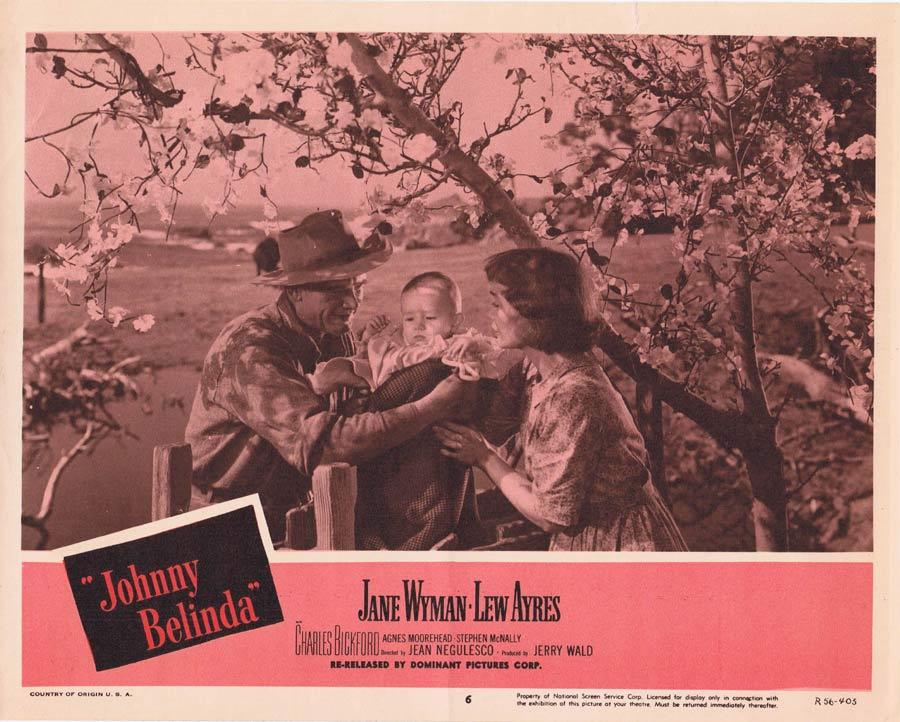 JOHNNY BELINDA Vintage Lobby Card 6 1956r Jane Wyman Lew Ayres