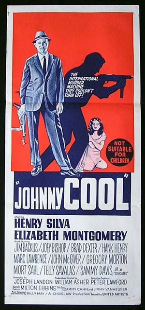 JOHNNY COOL Daybill Movie poster 1963 Elizabeth Montgomery Film Noir RARE CRIME daybill