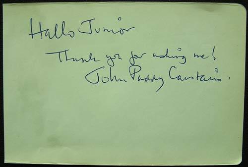 JOHN PADDY CARSTAIRS Authentic VINTAGE Autograph