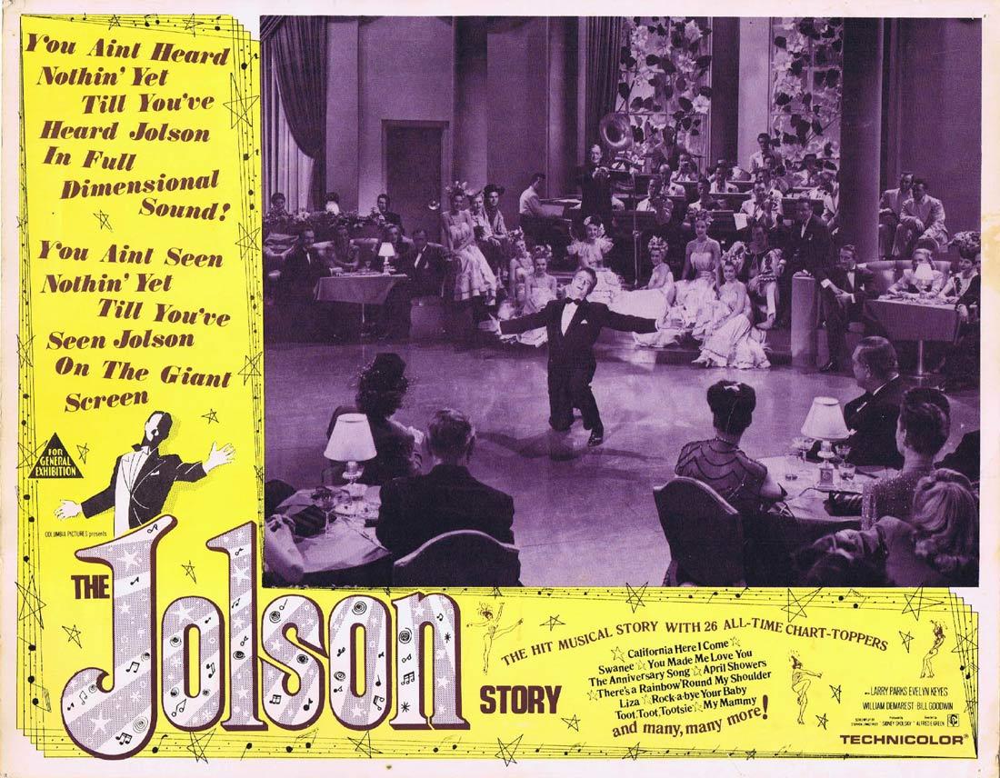 THE JOLSON STORY Original Lobby Card 3 LARRY PARKS as AL JOLSON Evelyn Keyes