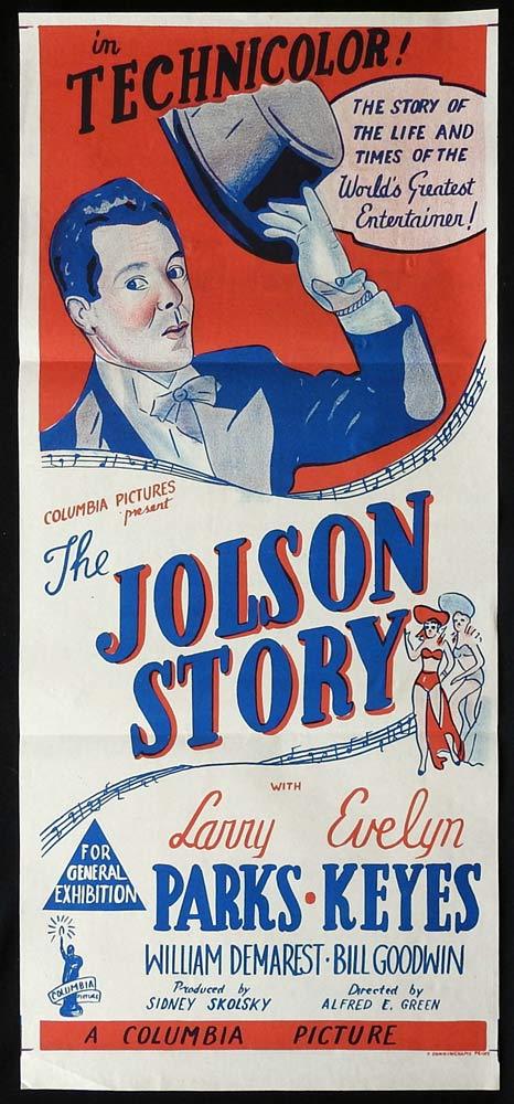 THE JOLSON STORY Original 1950s Daybill Movie poster Larry Parks as Al Joldon