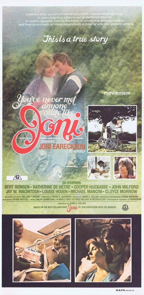 JONI Rare Original daybill Movie poster Joni Eareckson Tada Bert Remsen