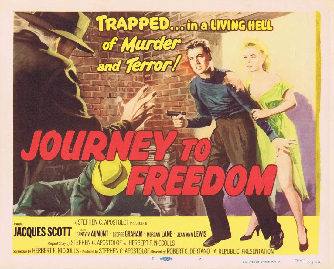 JOURNEY TO FREEDOM Original Lobby Card Jacques Scott Film Noir