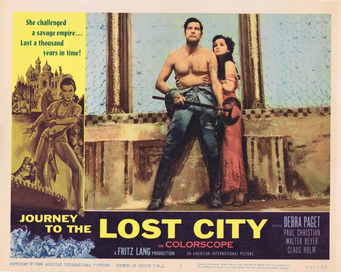 JOURNEY TO THE LOST CITY Lobby card 2 Fritz Lang Debra Paget