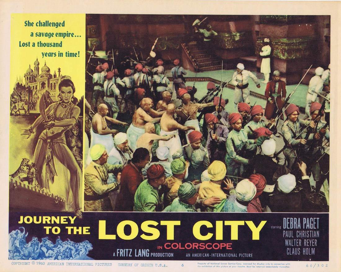 JOURNEY TO THE LOST CITY Lobby card 6 Fritz Lang Debra Paget