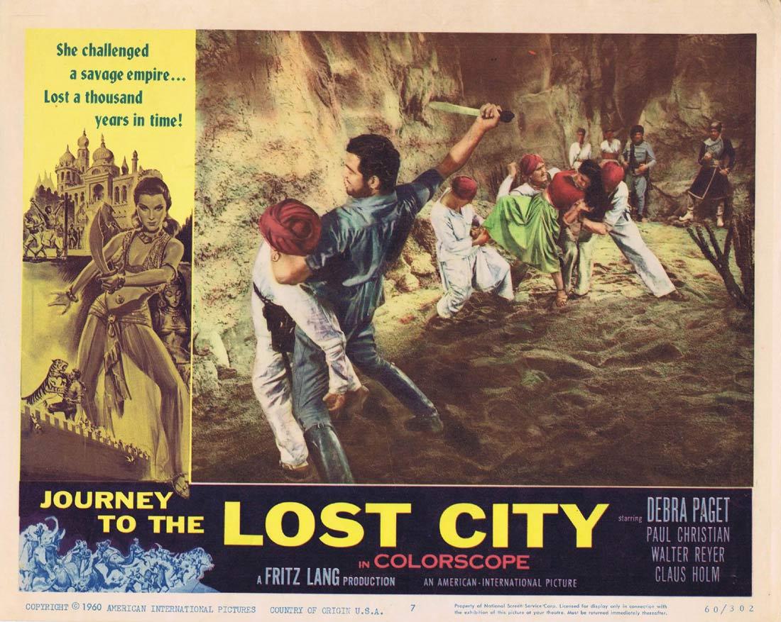 JOURNEY TO THE LOST CITY Lobby card 7 Fritz Lang Debra Paget