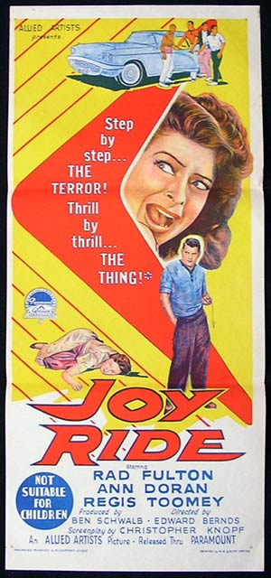 JOY RIDE Original Daybill Movie Poster Richardson Studio T-BIRD 1958