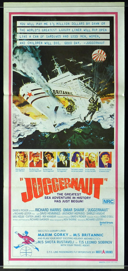 JUGGERNAUT Original Daybill Movie poster Luxury Liner Richard Harris