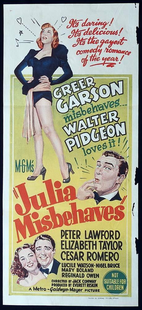 JULIA MISBEHAVES Original Daybill Movie poster Greer Garson Walter Pidgeon