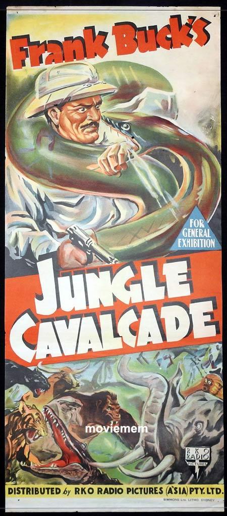 JUNGLE CAVALCADE Original daybill Movie Poster Frank Buck RKO Art