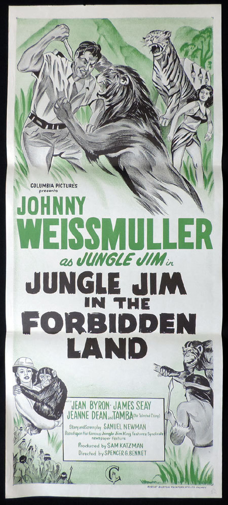JUNGLE MAN EATERS Daybill Movie Poster Johnny Weissmuller 60sr Jungle Jim
