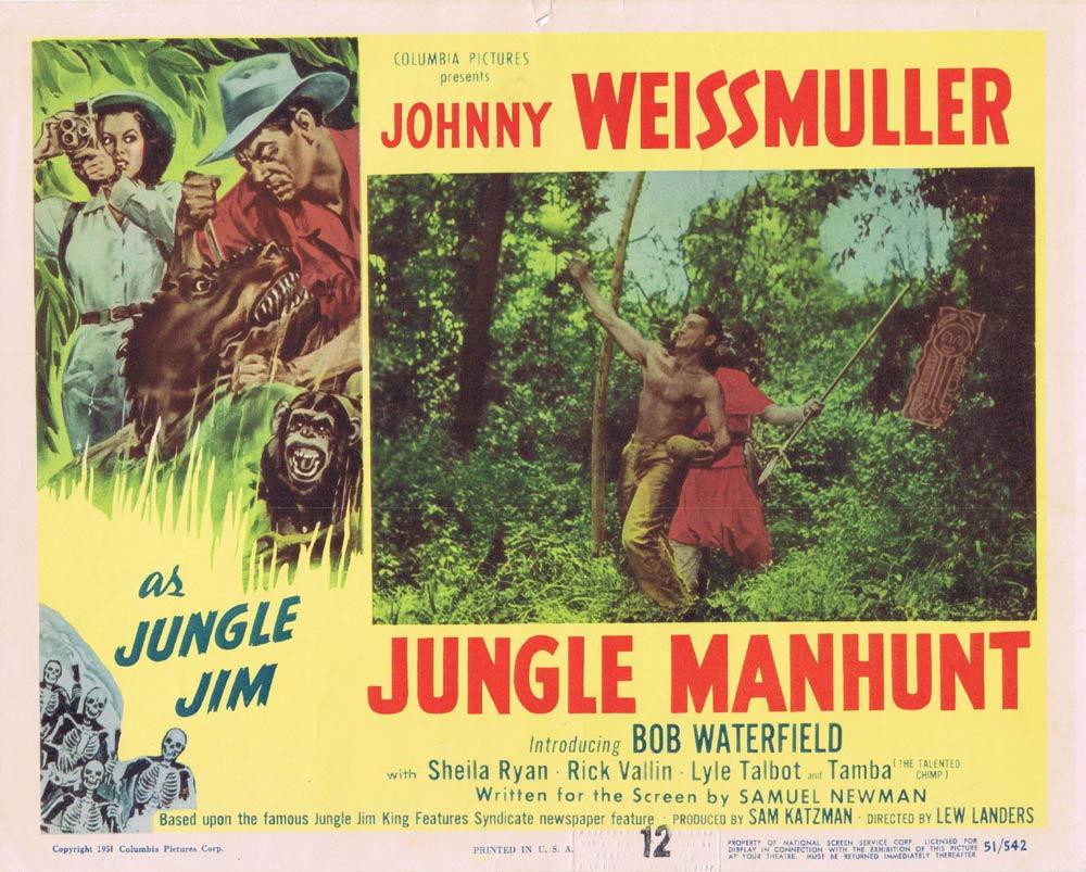 JUNGLE MANHUNT 1951 Lobby Card 7 Johnny Weissmuller Jungle Jim