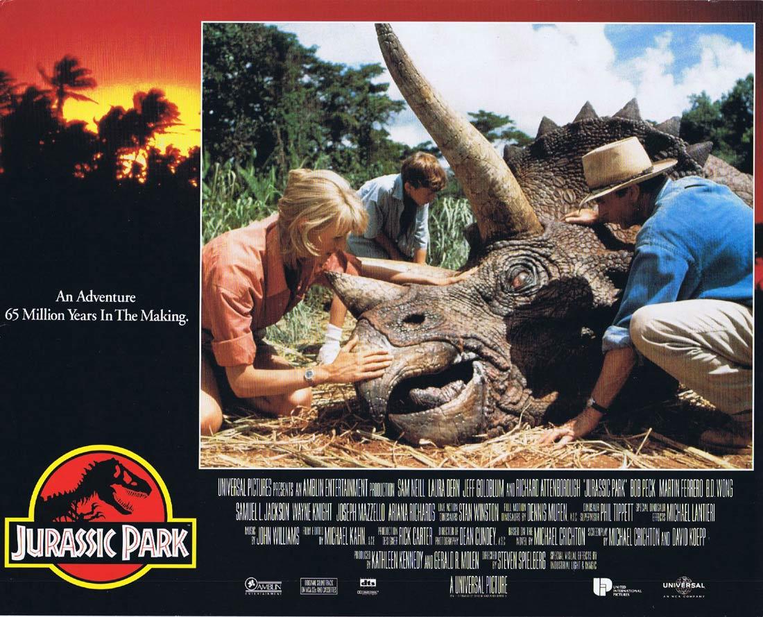 JURASSIC PARK Vintage Movie Lobby Card 2 Richard Attenborough Dinosaurs