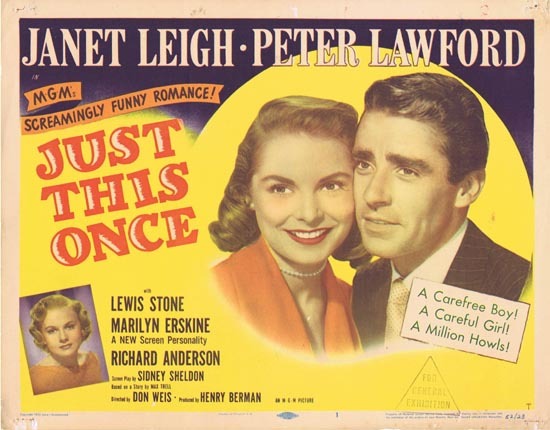 JUST THIS ONCE Title Lobby card Janet Leigh Peter Lawford