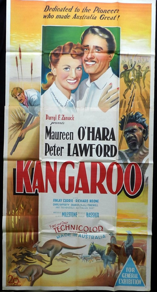 KANGAROO 1952 Peter Lawford MAUREEN O’HARA VINTAGE Australian 3 sht Movie Poster