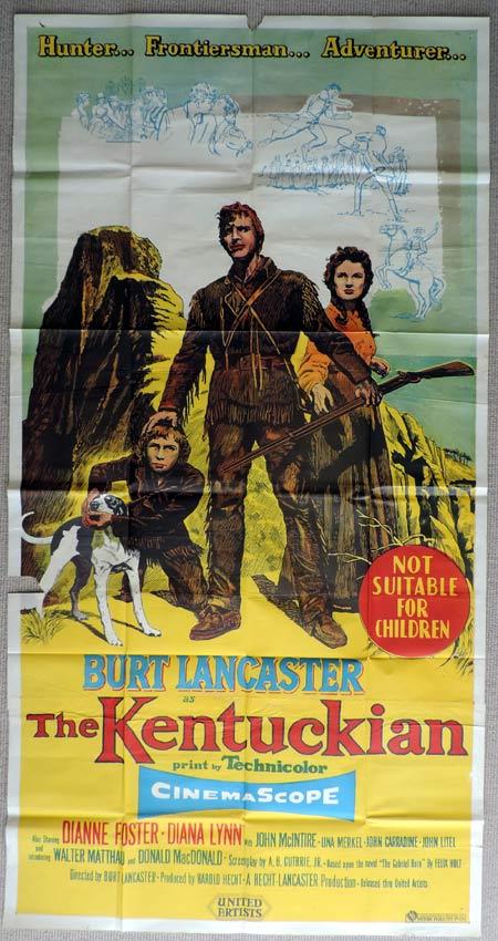 THE KENTUCKIAN Original 3 Sheet Movie Poster Burt Lancaster