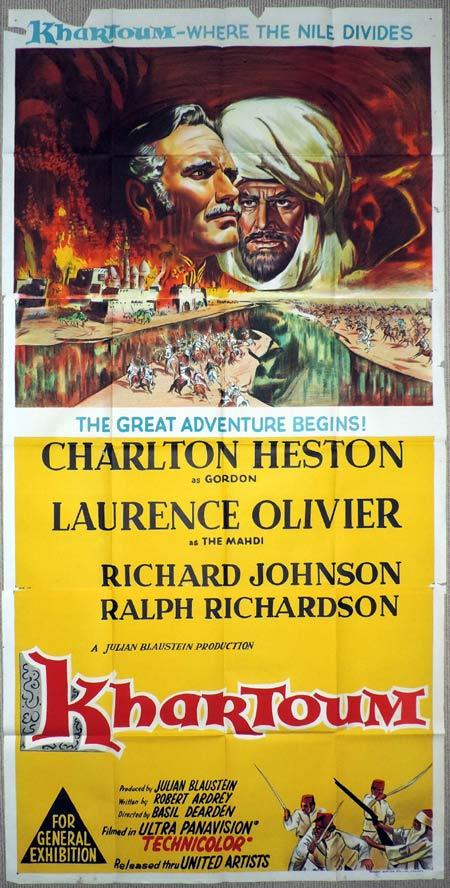 KHARTOUM Original 3 Sheet Movie Poster Charlton Heston Laurence Olivier
