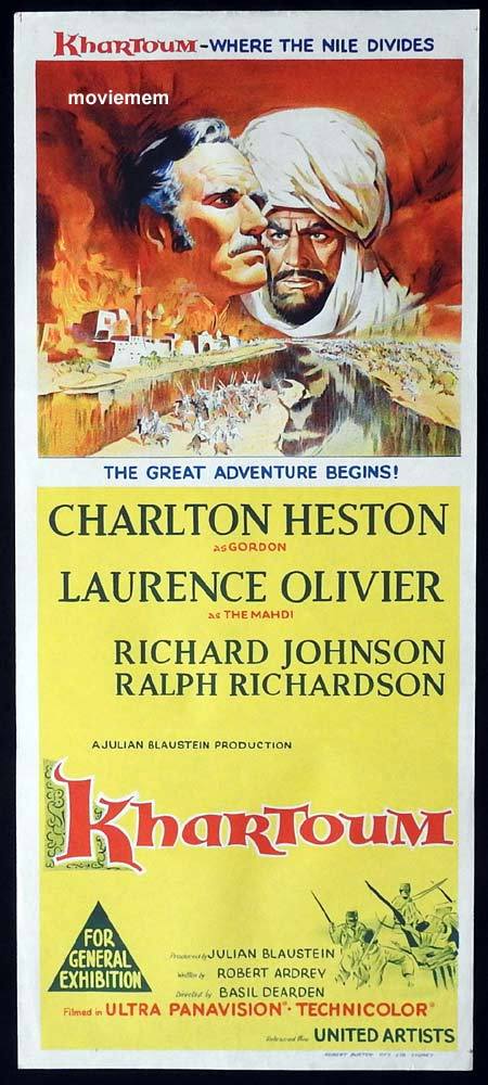KHARTOUM Original Daybill Movie Poster Charlton Heston Laurence Olivier Richard Johnson
