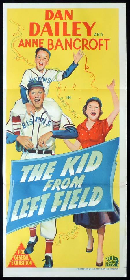 THE KID FROM LEFT FIELD Original Daybill Movie Poster Dan Dailey Anne Bancroft Baseball