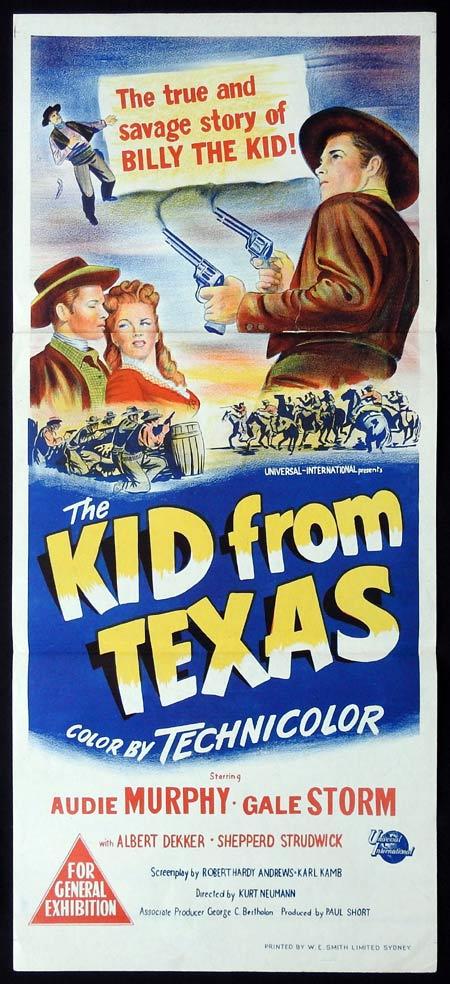 THE KID FROM TEXAS Original Daybill Movie Poster Audie Murphy BILLY THE KID Gale Storm