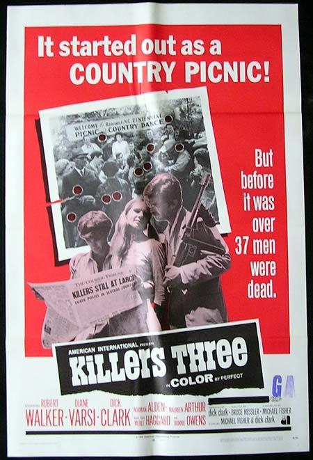 KILLERS THREE Original One sheet Movie poster Robert Walker Jr Diane Varsi Dick Clark