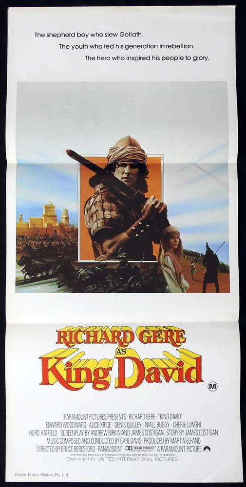 KING DAVID Original Daybill Movie poster EDWARD WOODWARD Richard Gere