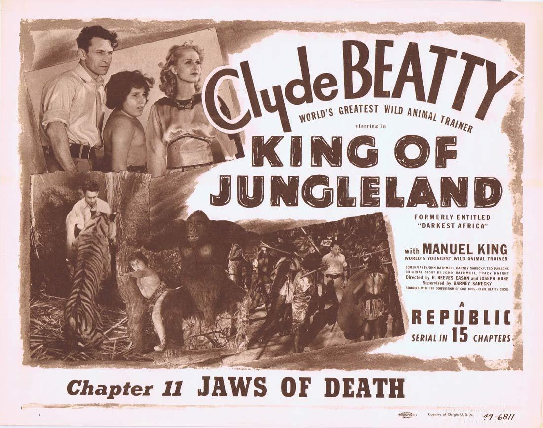 KING OF JUNGLELAND Title Lobby Card Clyde Beatty Republic Serial