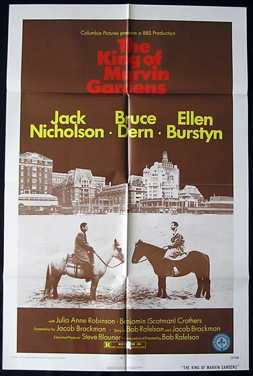THE KING OF MARVIN GARDENS Original One sheet Movie poster Jack Nicholson Bruce Dern