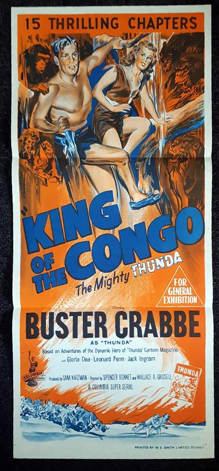 KING OF THE CONGO Daybill Movie Poster Buster Crabbe Columbia Serial