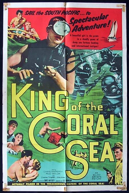 KING OF THE CORAL SEA 1953 Chips Rafferty RARE Skin Diving US One sheet poster