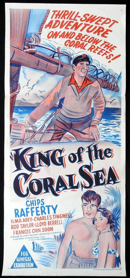 KING OF THE CORAL SEA Daybill Movie poster 1950s Chips Rafferty