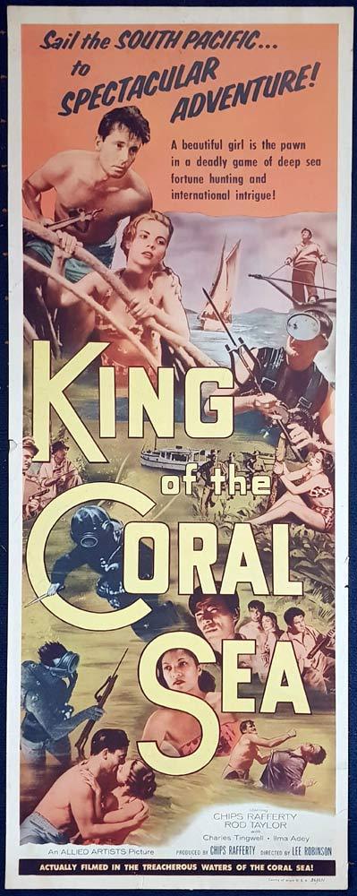 KING OF THE CORAL SEA Chips Rafferty RARE Skin Diving US Insert Movie Poster