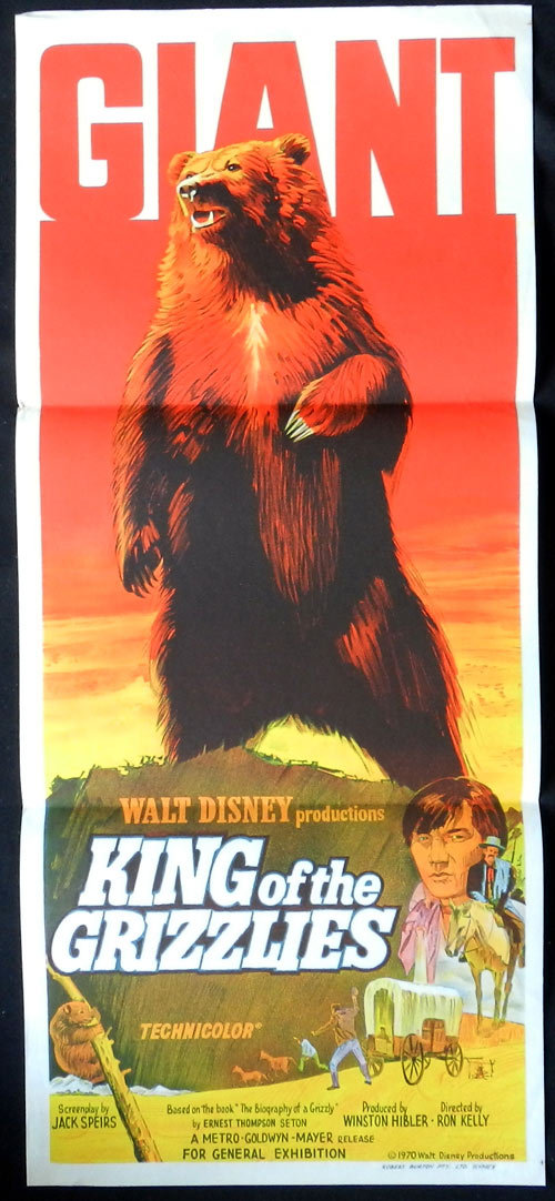 KING OF THE GRIZZLIES 1970 Grizzly Bear Disney Australian Daybill Movie Poster Camilla Sparv Stephen Boyd