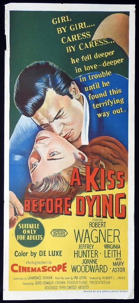 A KISS BEFORE DYING Original Daybill Movie Poster Robert Wagner Jeffrey Hunter